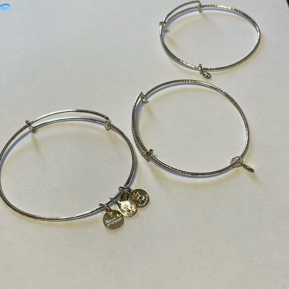 Alex and Ani 3 Metal Silver Tone Stackable Bracelets - Picture 1 of 7